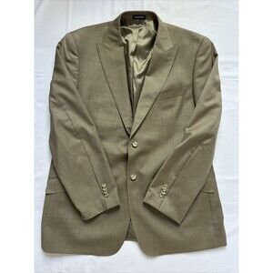Paul Fredrick Blazer Mens 48L Beige Single Breasted Super 120s 100% Wool